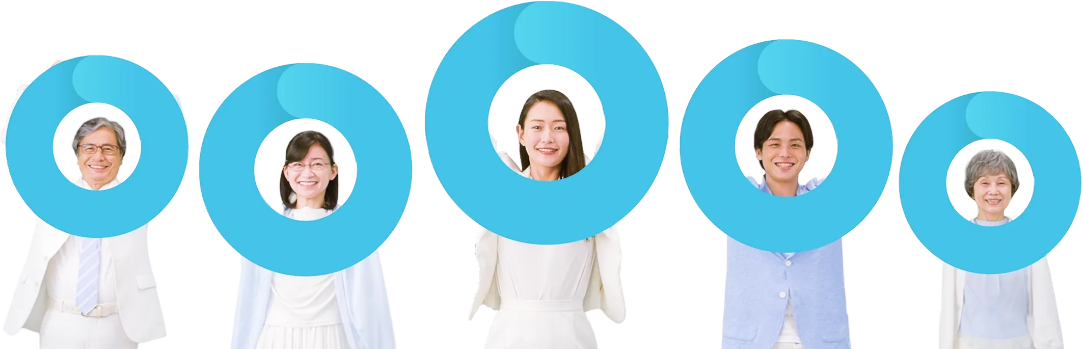 不動産ファンドで資産運用を始めるすべての世代ををイメージした笑顔の人物たち